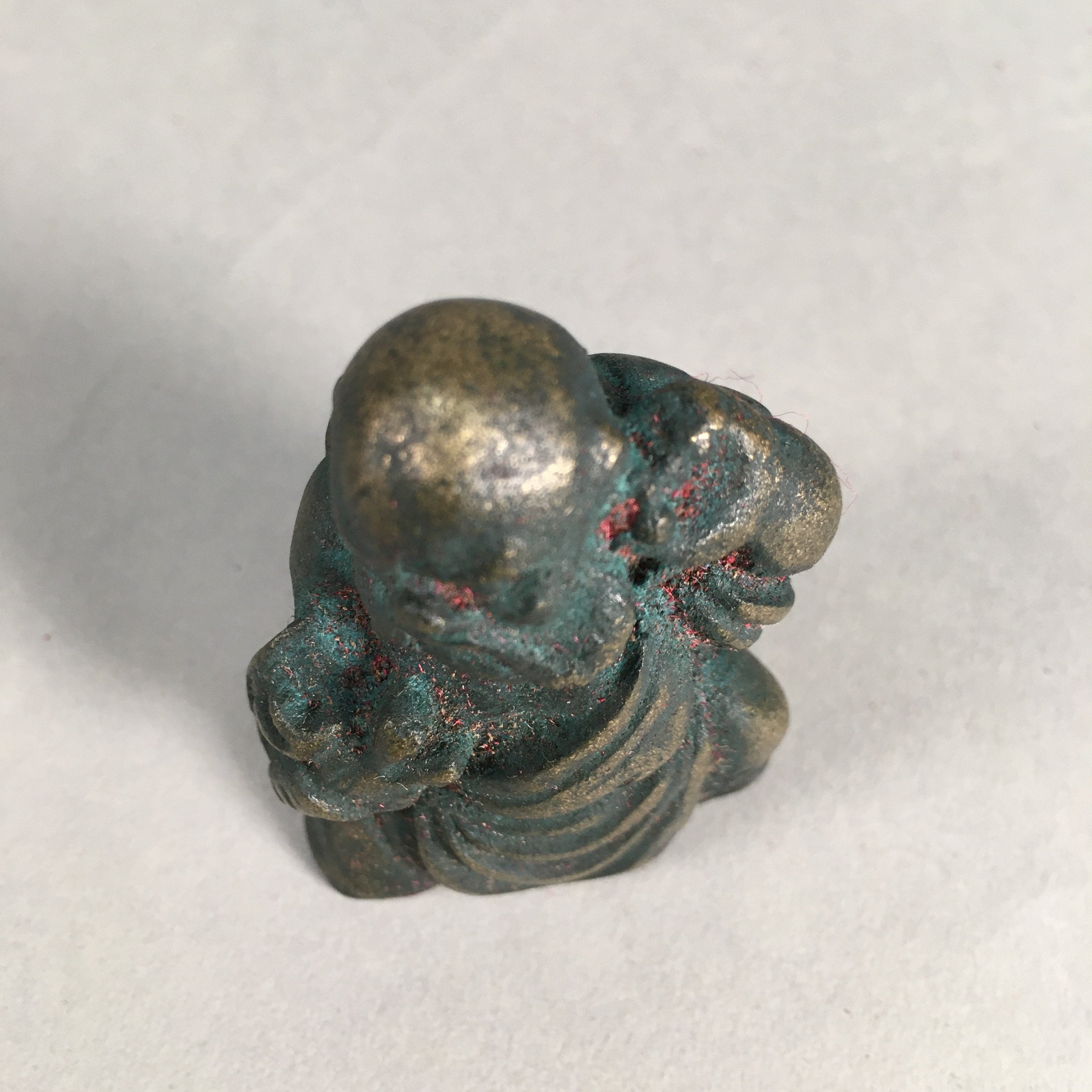 Chinese Iron Figurine Vtg Buddhist Monk Metal Okimono Statue KF434