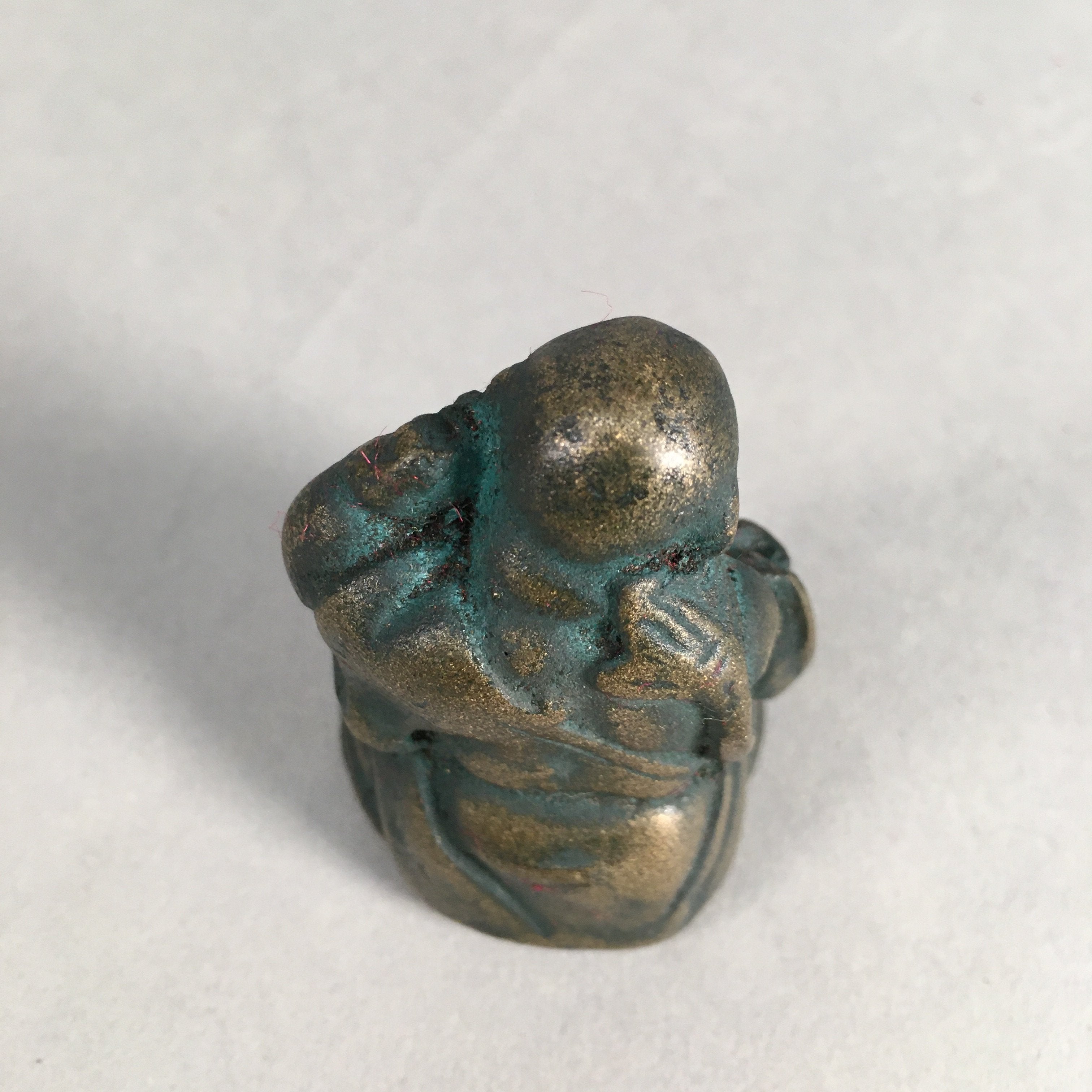 Chinese Iron Figurine Vtg Buddhist Monk Metal Okimono Statue KF434