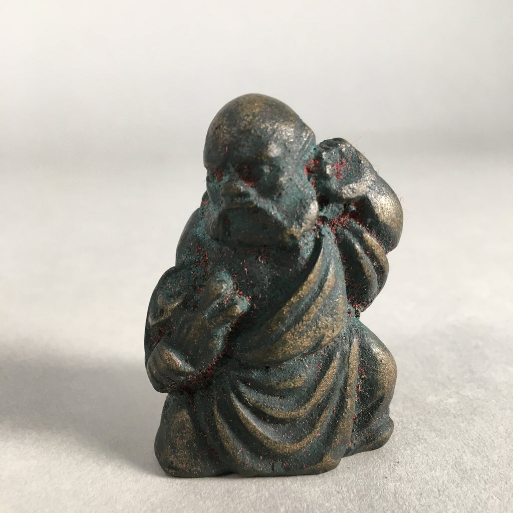 Chinese Iron Figurine Vtg Buddhist Monk Metal Okimono Statue KF434