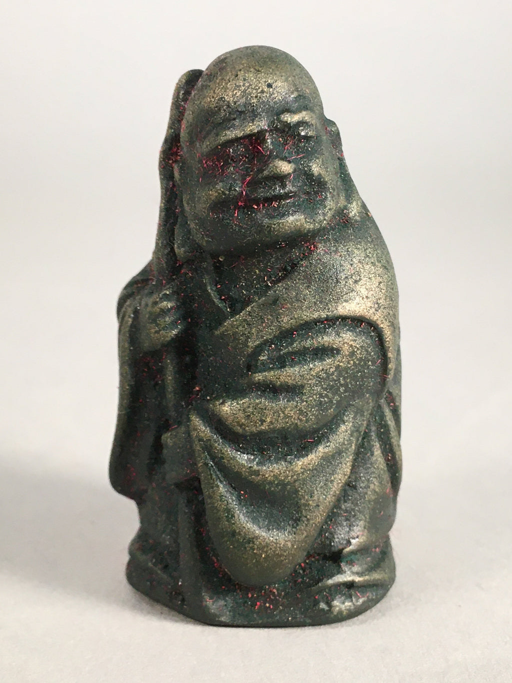 Chinese Iron Figurine Vtg Buddhist Monk Metal Okimono Statue KF435