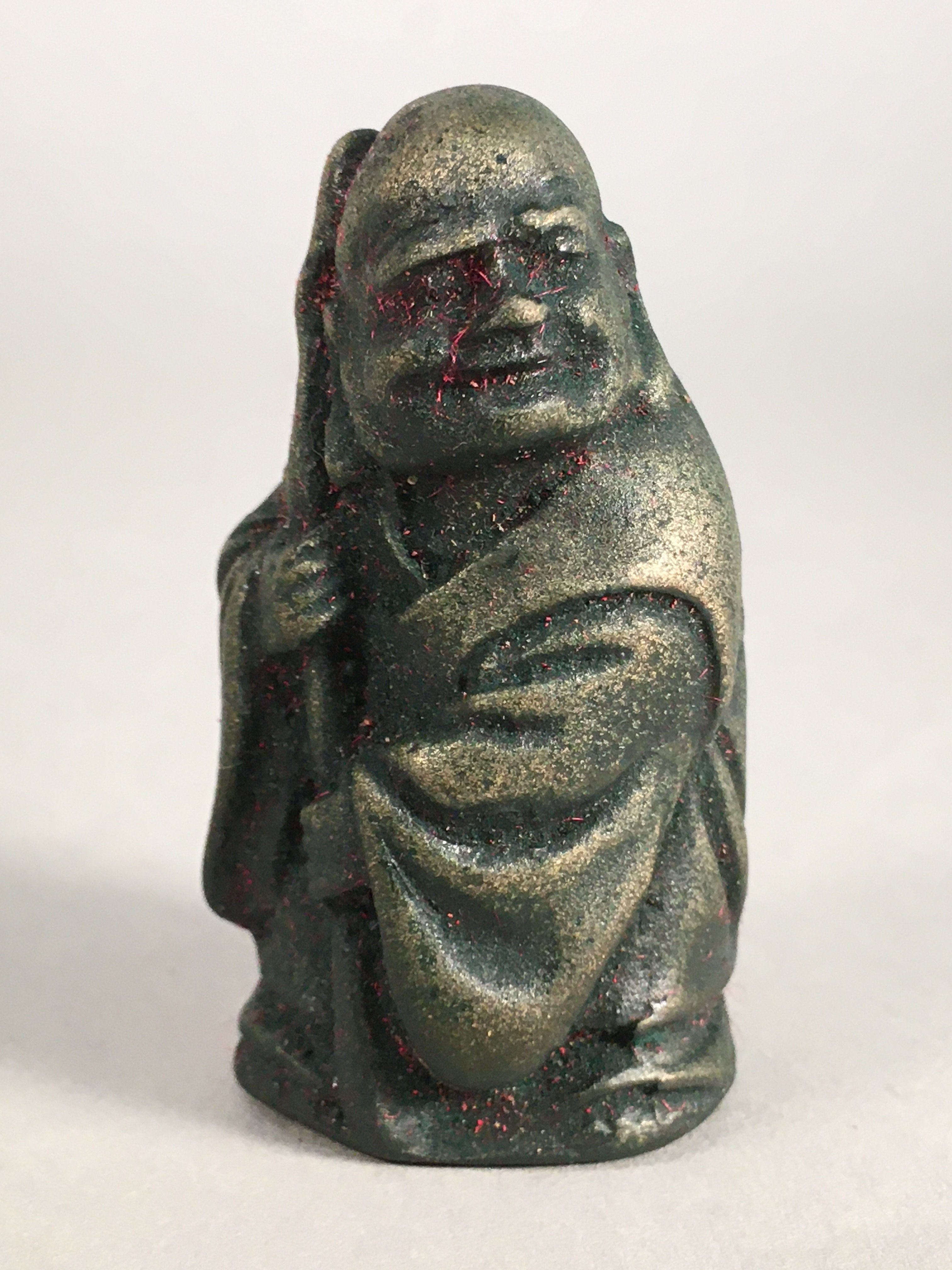 Chinese Iron Figurine Vtg Buddhist Monk Metal Okimono Statue KF435