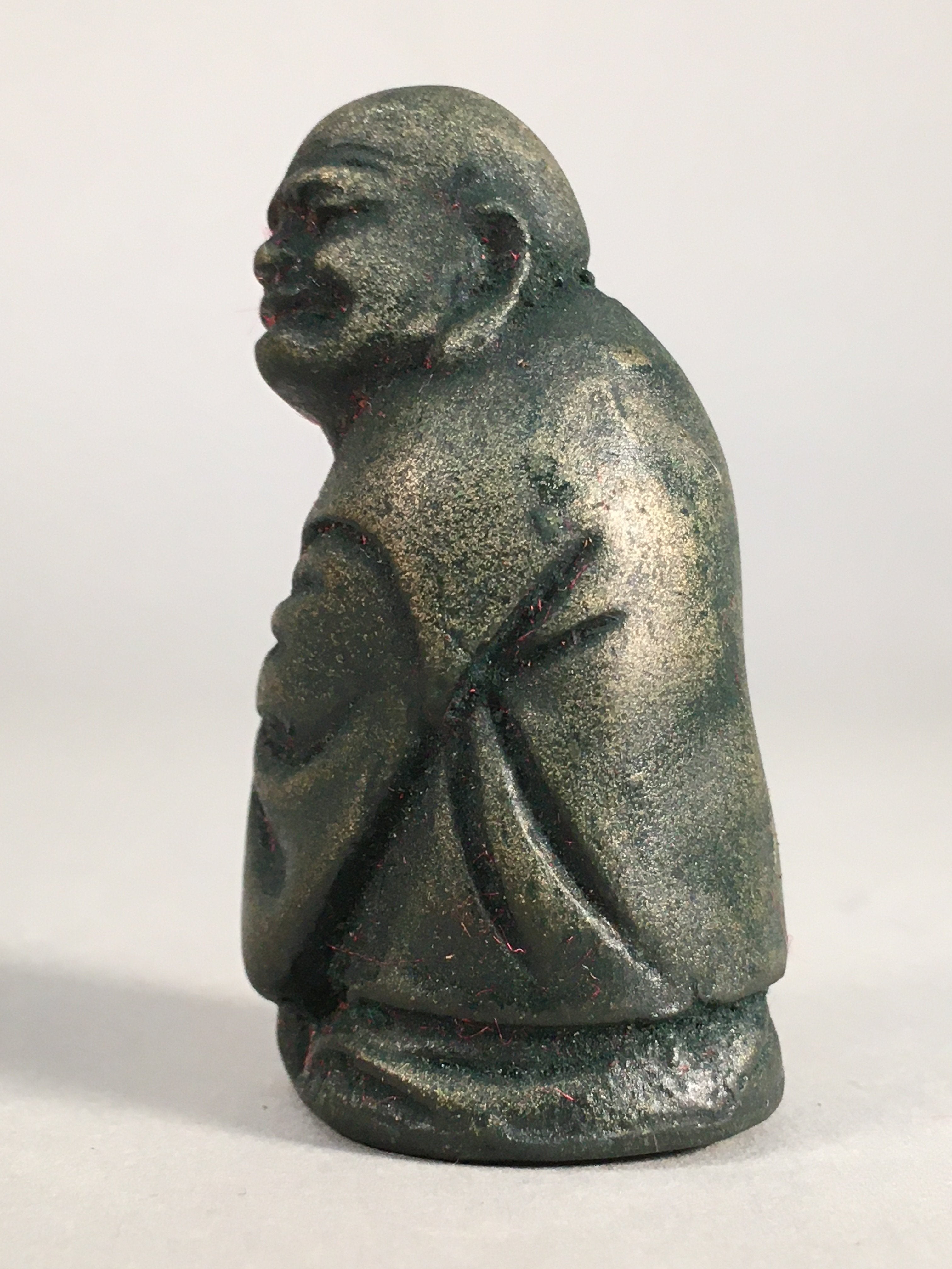 Chinese Iron Figurine Vtg Buddhist Monk Metal Okimono Statue KF435