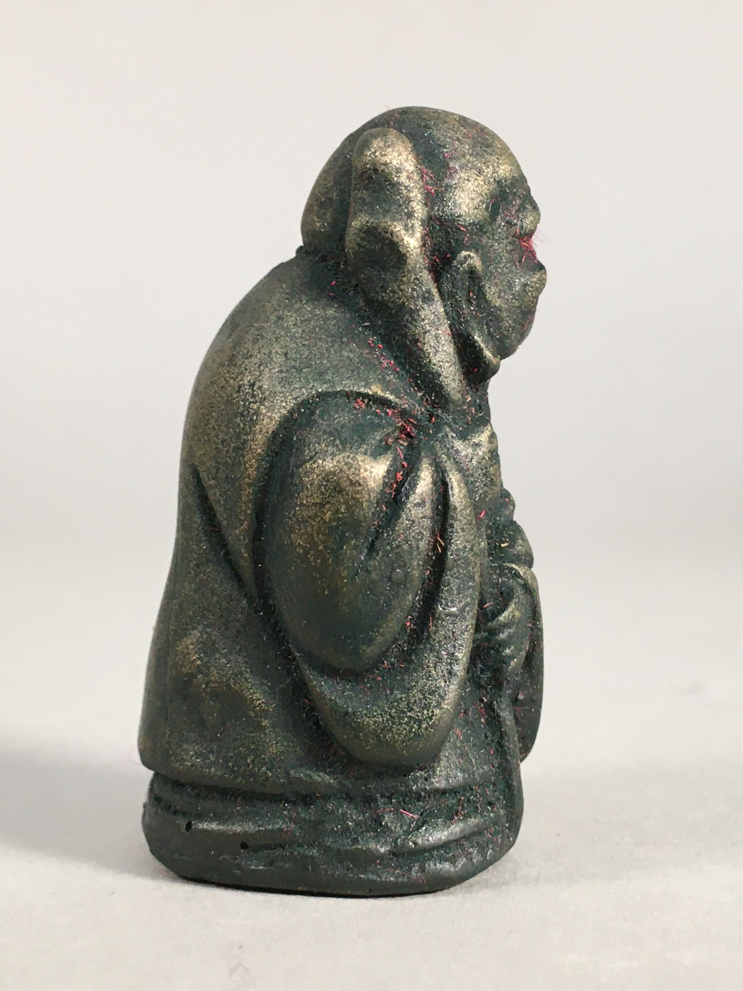 Chinese Iron Figurine Vtg Buddhist Monk Metal Okimono Statue KF435