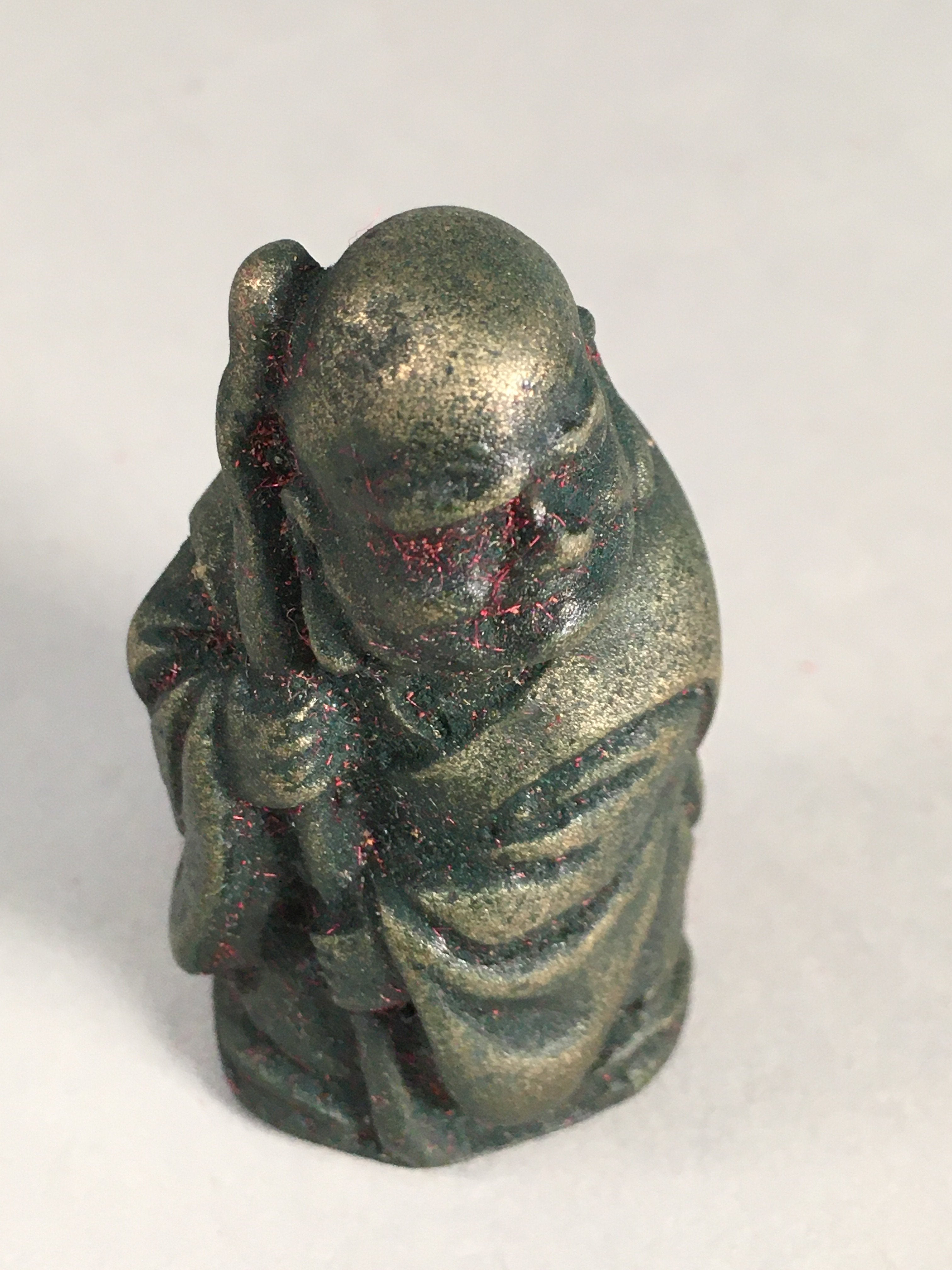Chinese Iron Figurine Vtg Buddhist Monk Metal Okimono Statue KF435