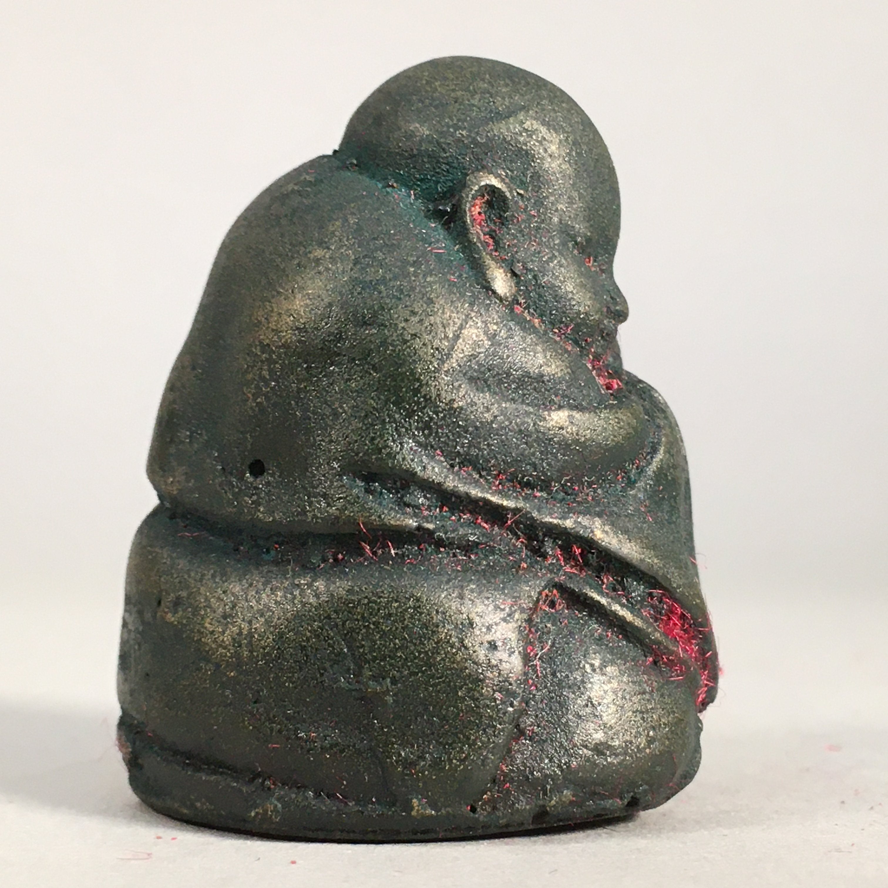 Chinese Iron Figurine Vtg Buddhist Monk Metal Okimono Statue KF437
