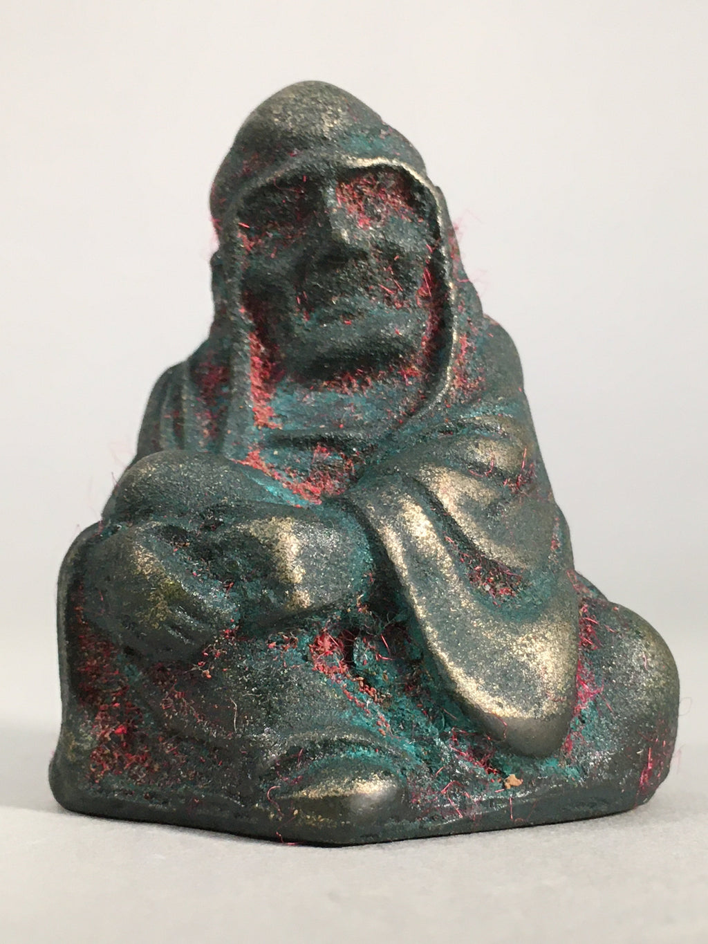 Chinese Iron Figurine Vtg Buddhist Monk Metal Okimono Statue KF438