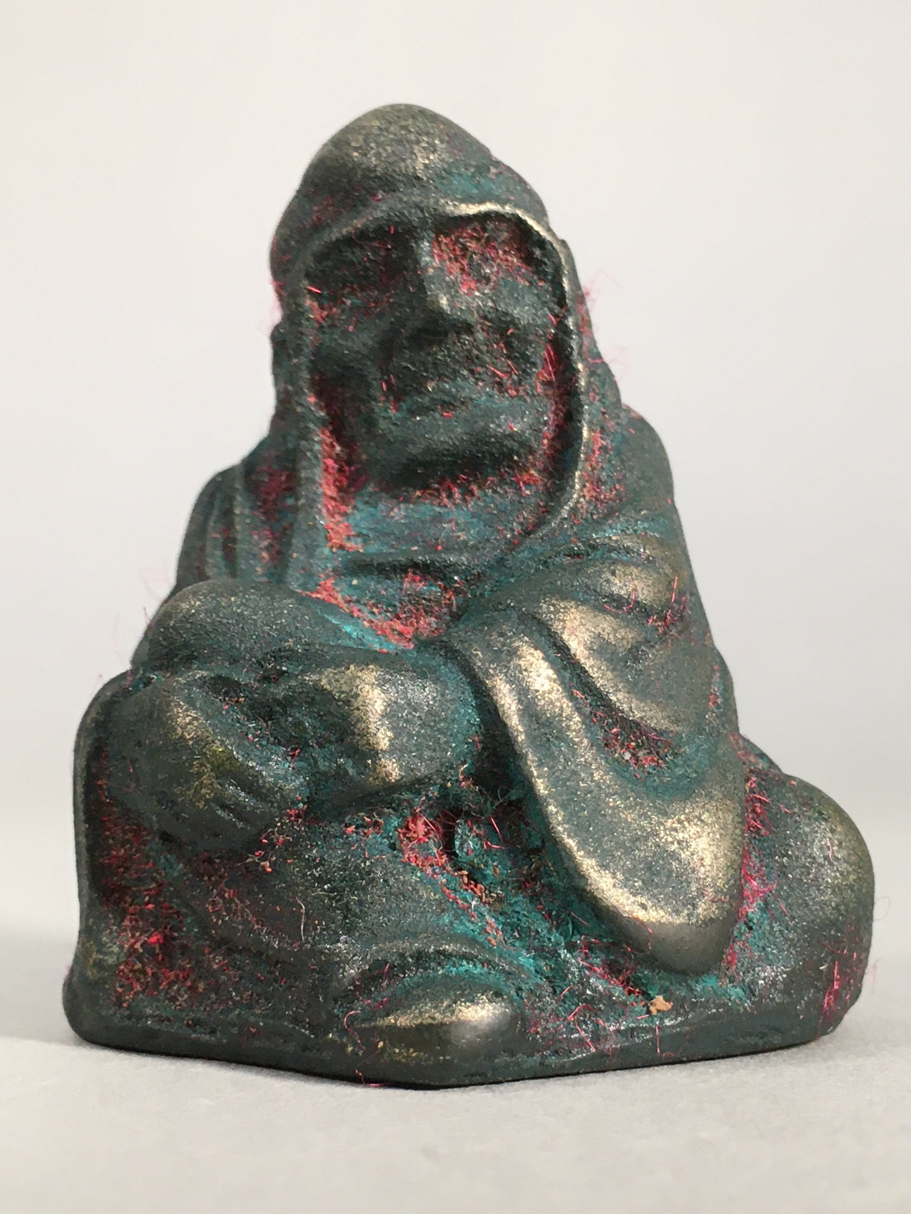 Chinese Iron Figurine Vtg Buddhist Monk Metal Okimono Statue KF438