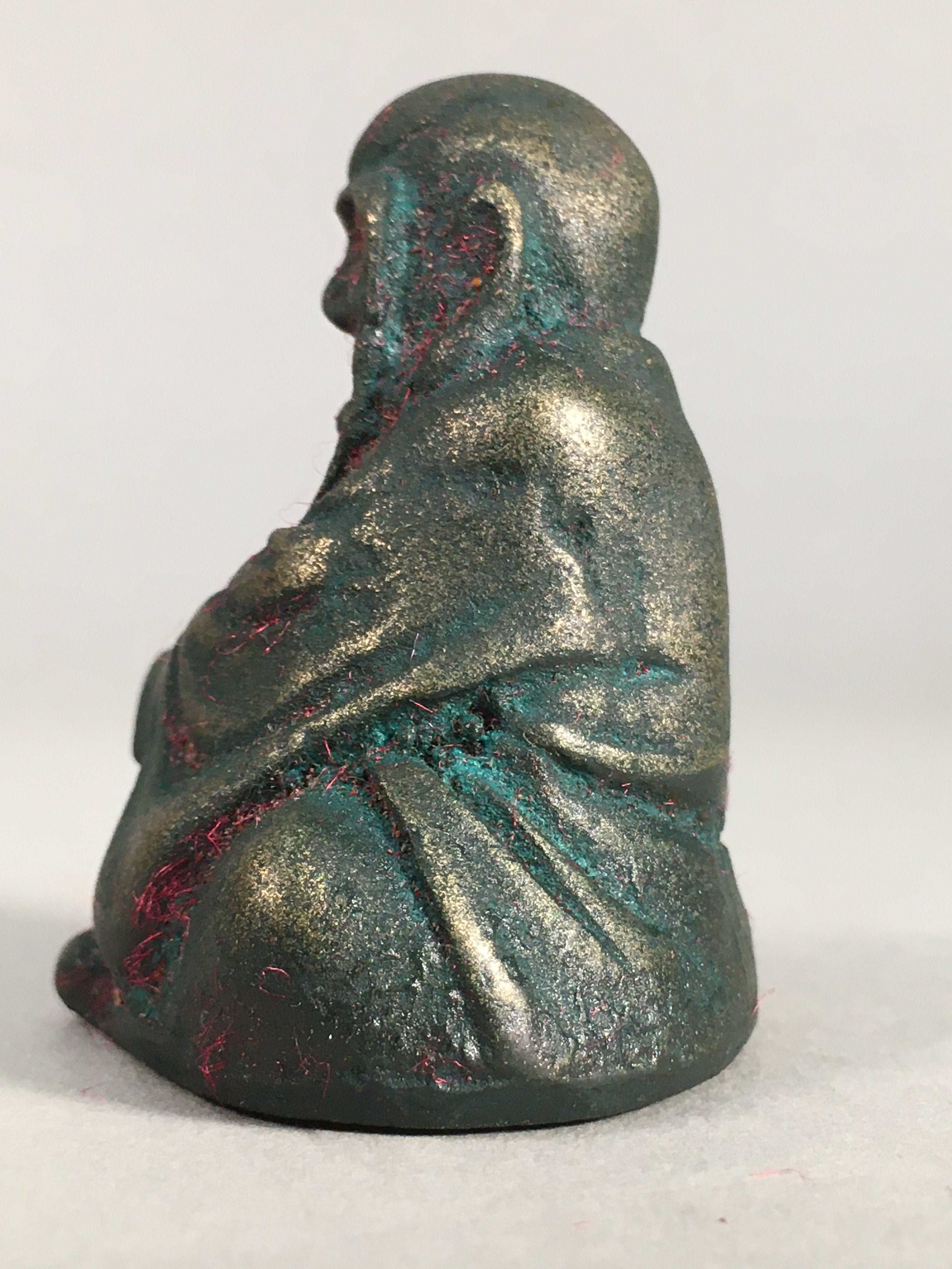 Chinese Iron Figurine Vtg Buddhist Monk Metal Okimono Statue KF438