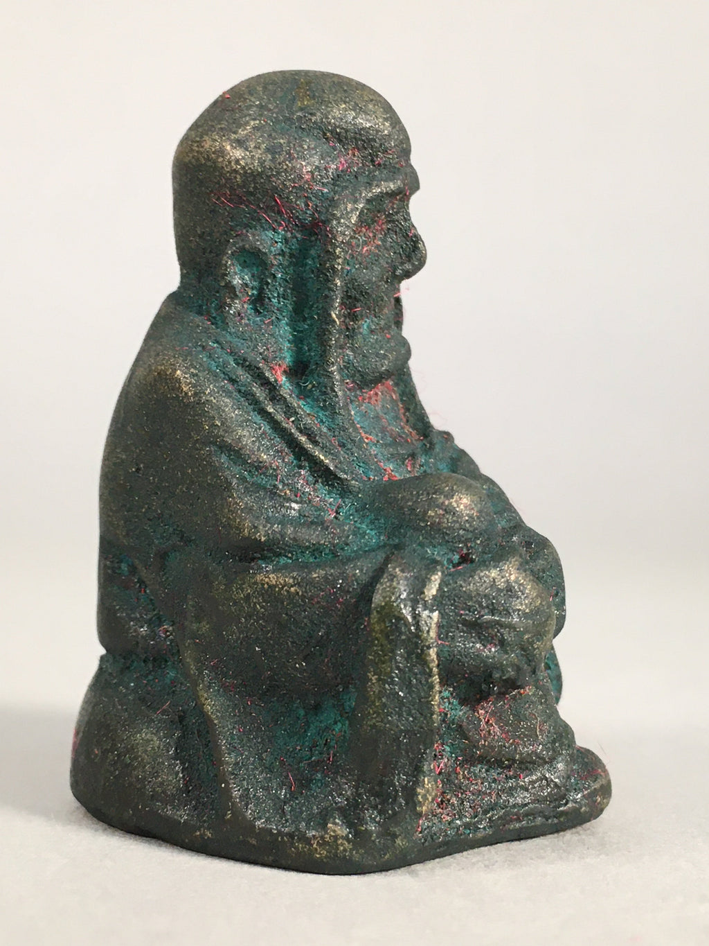 Chinese Iron Figurine Vtg Buddhist Monk Metal Okimono Statue KF438