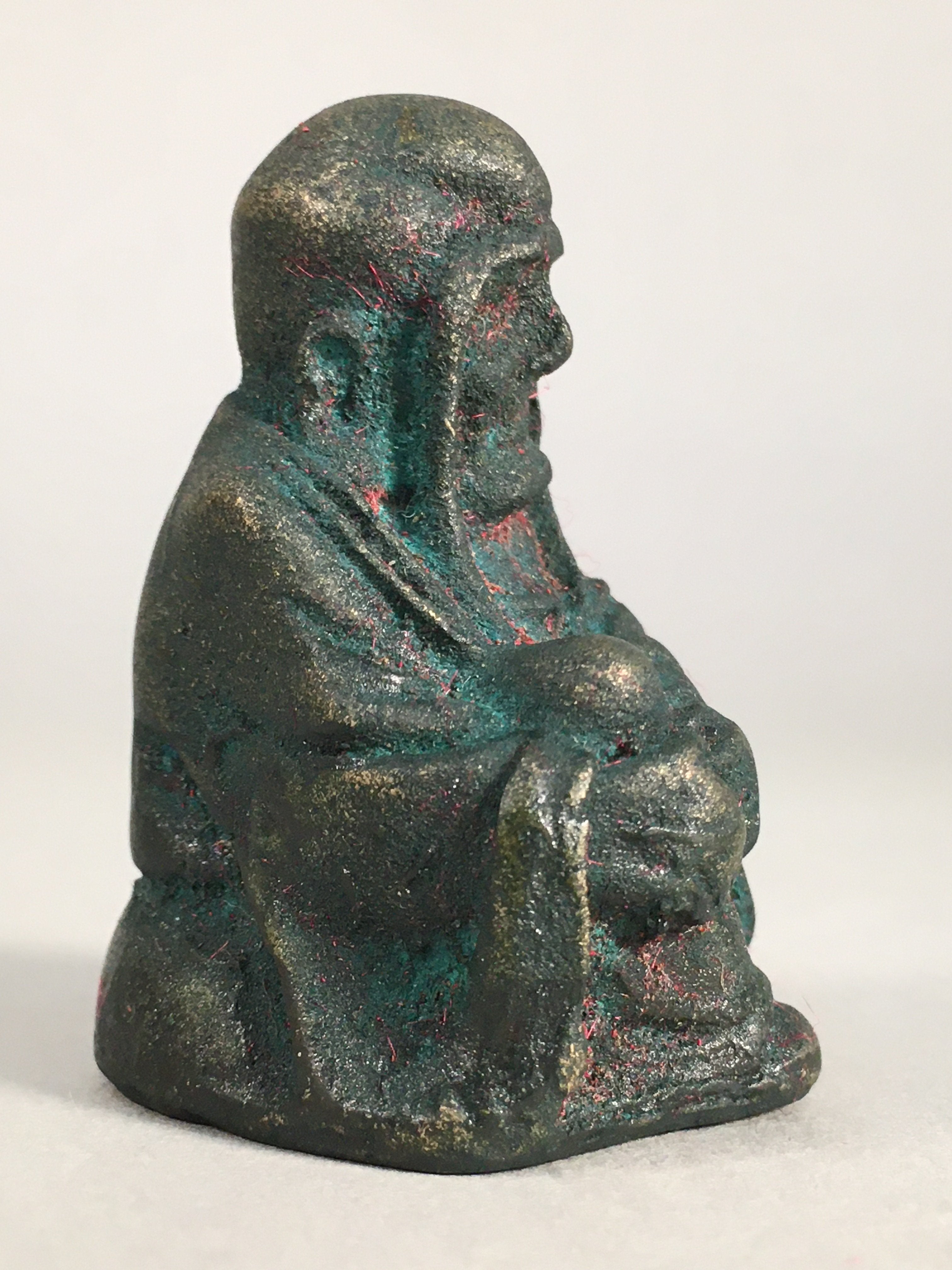 Chinese Iron Figurine Vtg Buddhist Monk Metal Okimono Statue KF438