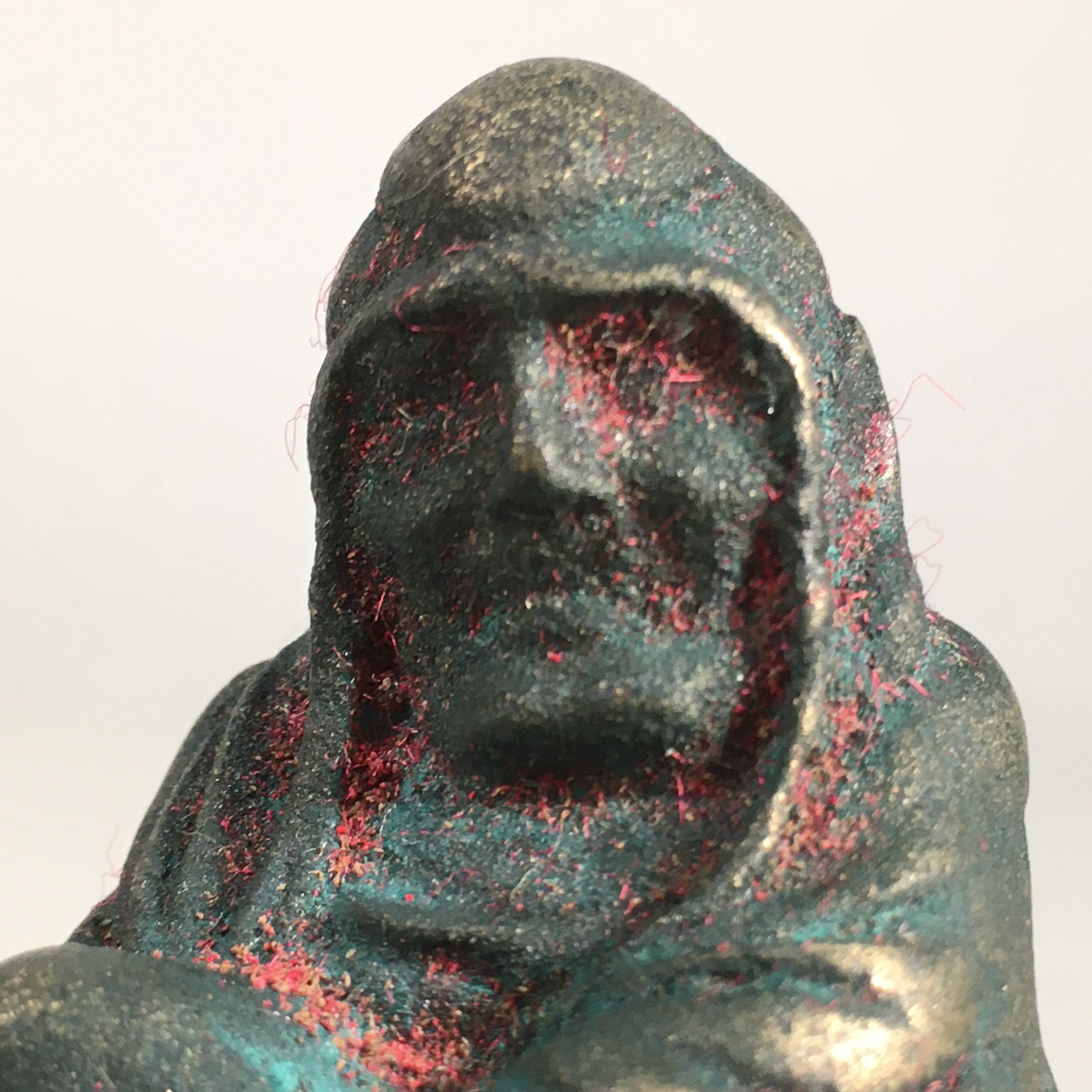 Chinese Iron Figurine Vtg Buddhist Monk Metal Okimono Statue KF438
