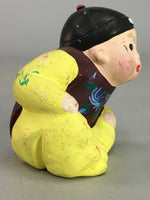 Chinese Kokeshi Doll Vtg Plaster Figurine Traditional Costume Yellow KF259