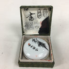 Chinese Porcelain Name Stamp Ink Container Vtg Red Seal Ink Bamboo Design JK240
