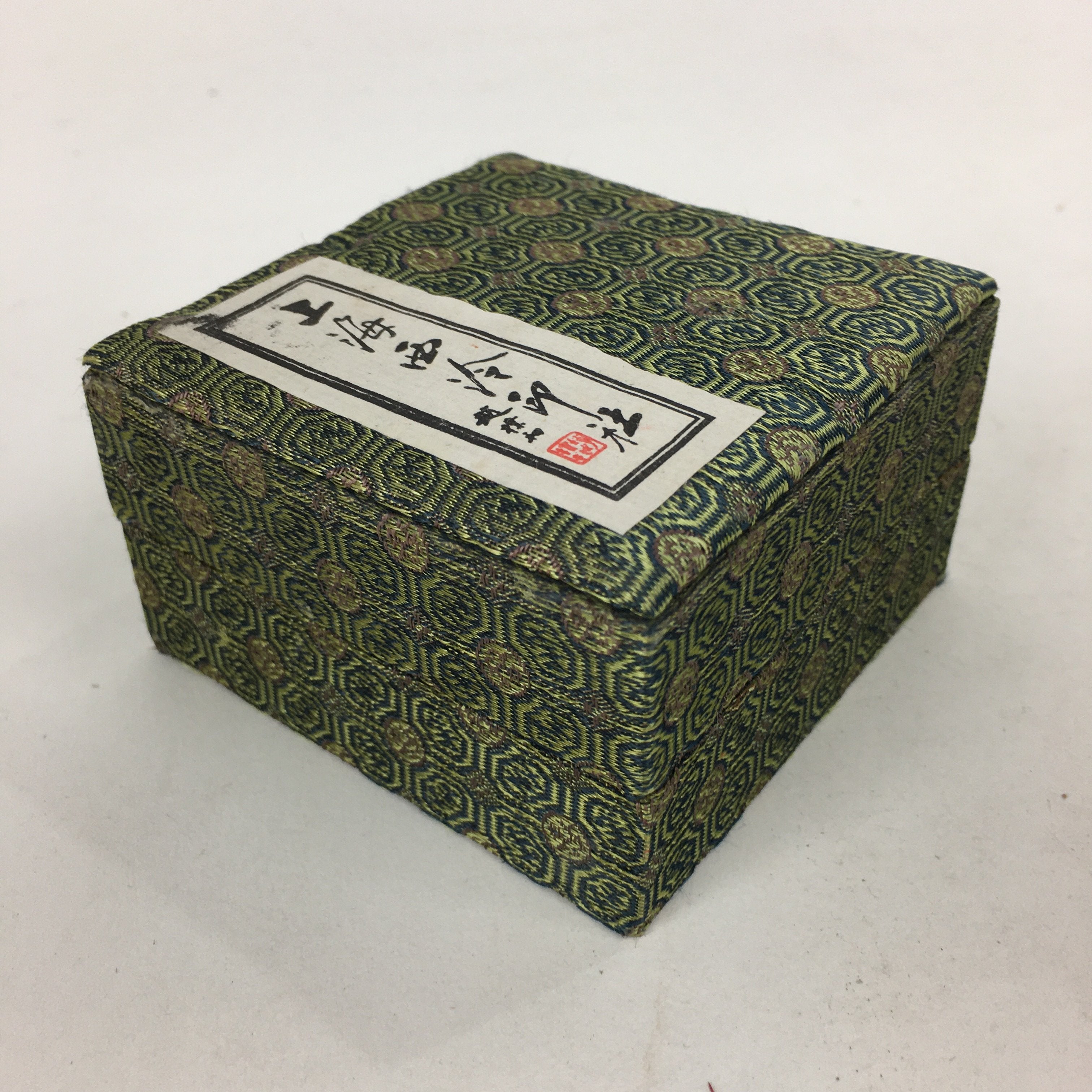 Chinese Porcelain Name Stamp Ink Container Vtg Red Seal Ink Bamboo Design JK240