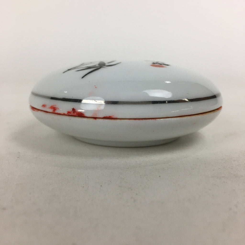 Chinese Porcelain Name Stamp Ink Container Vtg Red Seal Ink Bamboo Design JK240