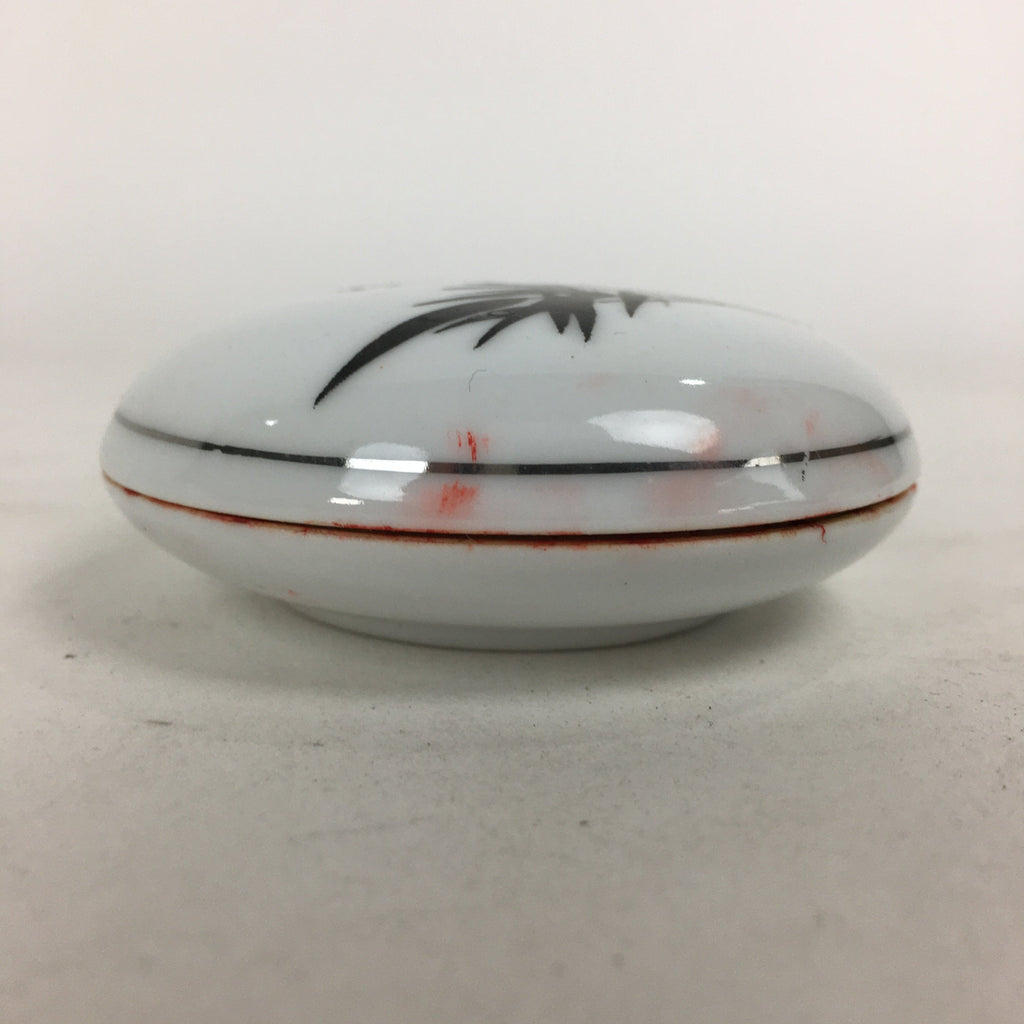 Chinese Porcelain Name Stamp Ink Container Vtg Red Seal Ink Bamboo Design JK240
