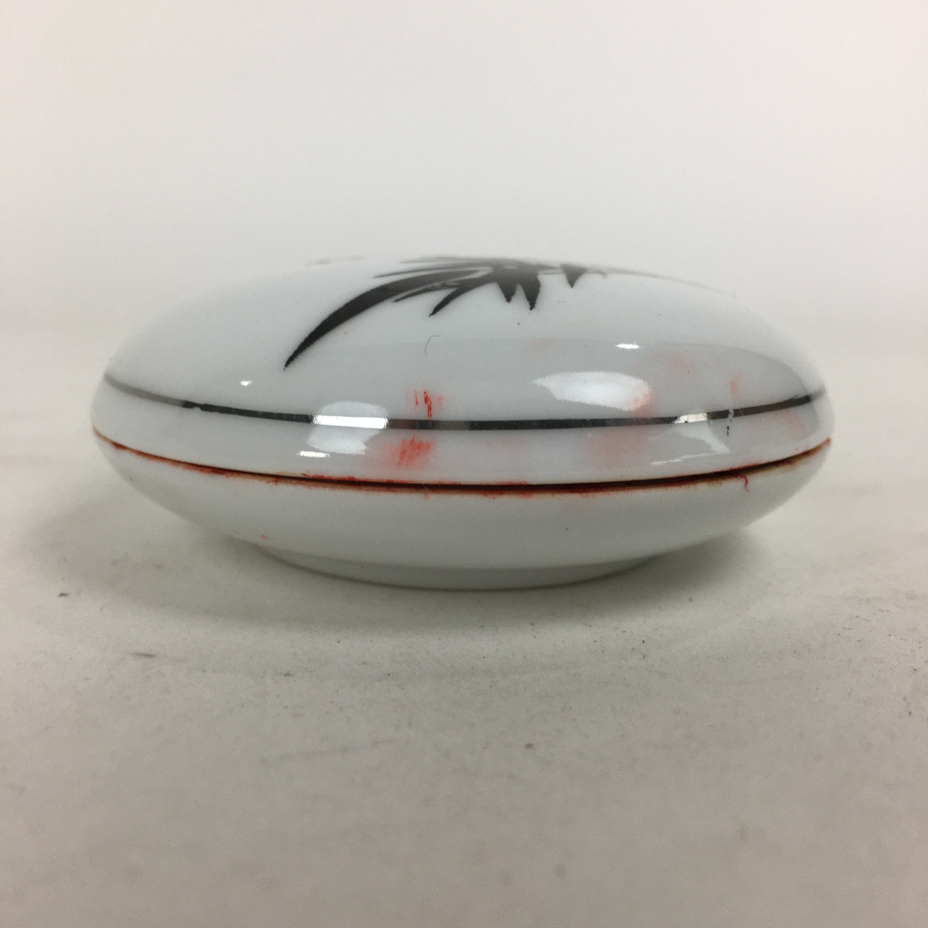 Chinese Porcelain Name Stamp Ink Container Vtg Red Seal Ink Bamboo Design JK240