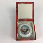 Chinese Porcelain Name Stamp Ink Container Vtg Red Seal Ink Woman Design JK273