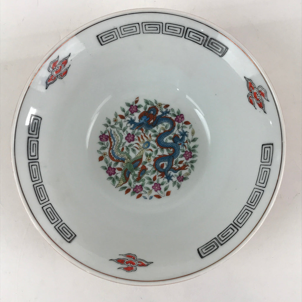 Chinese Porcelain Ramen Bowl Vtg Red Dragon Thunder Large Bowl Donburi PY217