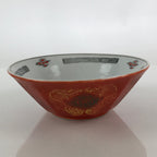 Chinese Porcelain Ramen Bowl Vtg Red Dragon Thunder Large Bowl Donburi PY217