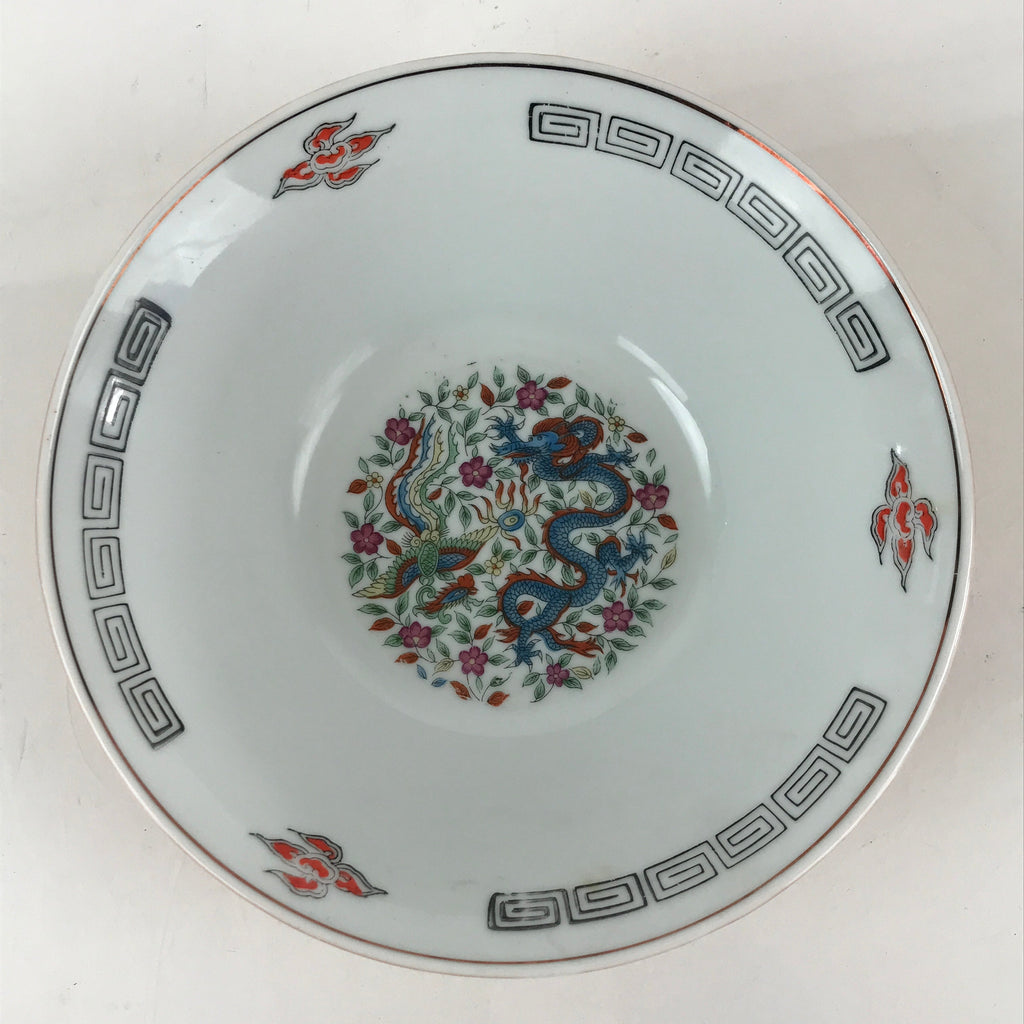 Chinese Porcelain Ramen Bowl Vtg Red Dragon Thunder Large Bowl Donburi PY218