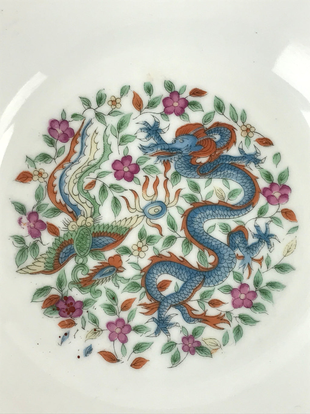 Chinese Porcelain Ramen Bowl Vtg Red Dragon Thunder Large Bowl Donburi PY219