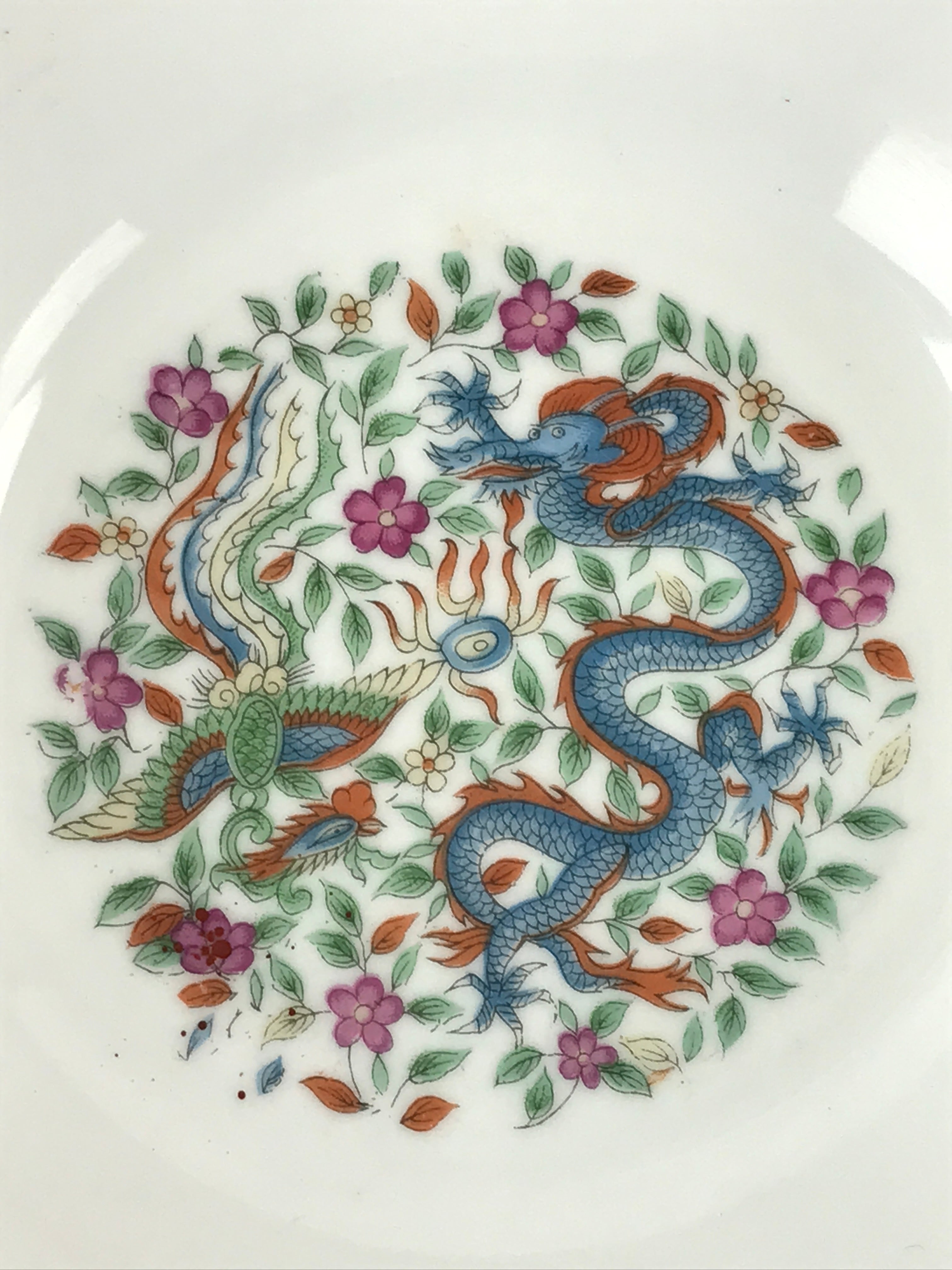 Chinese Porcelain Ramen Bowl Vtg Red Dragon Thunder Large Bowl Donburi PY219