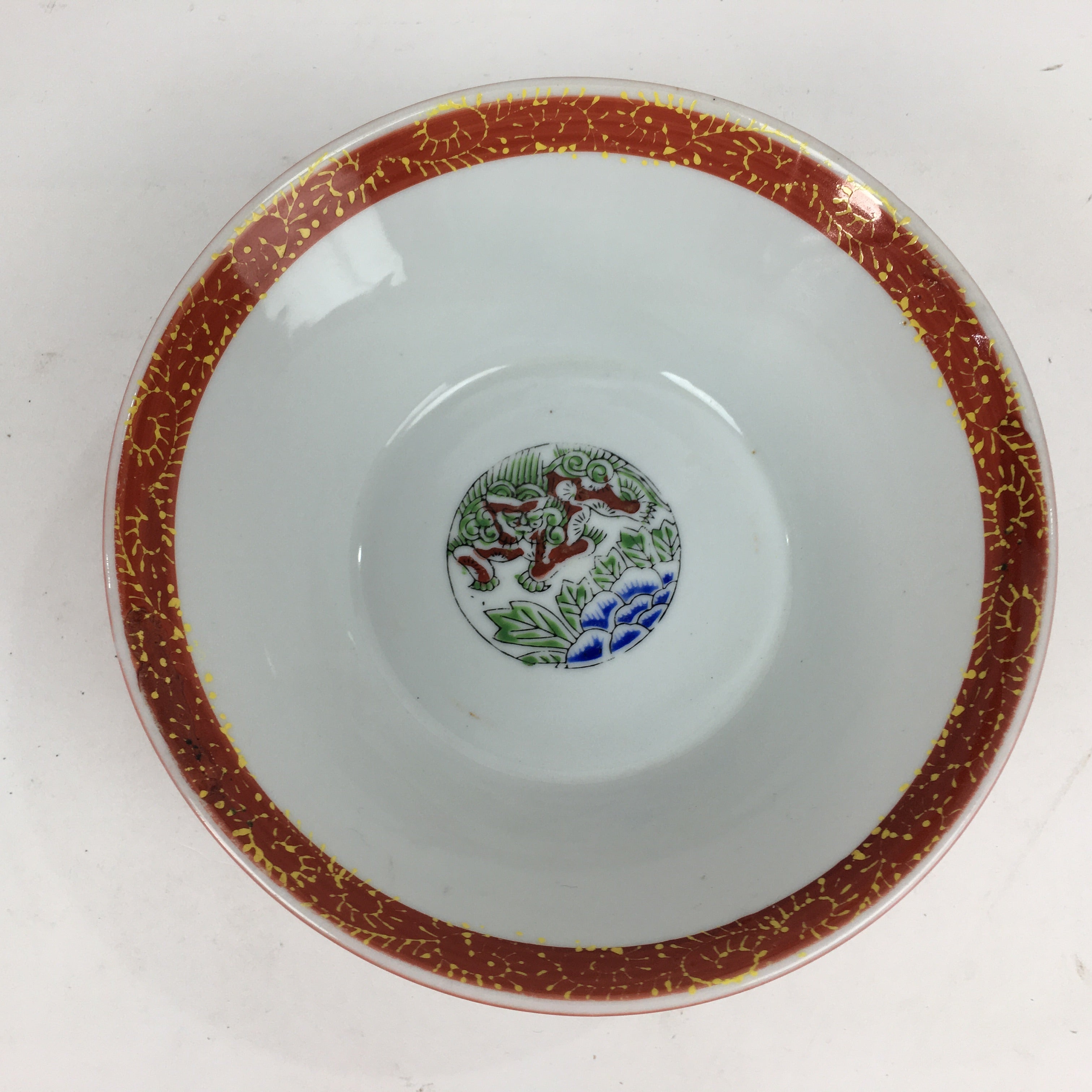 Chinese Porcelain Ramen Bowl Vtg Red Sometsuke Chinese Style Donburi PP770