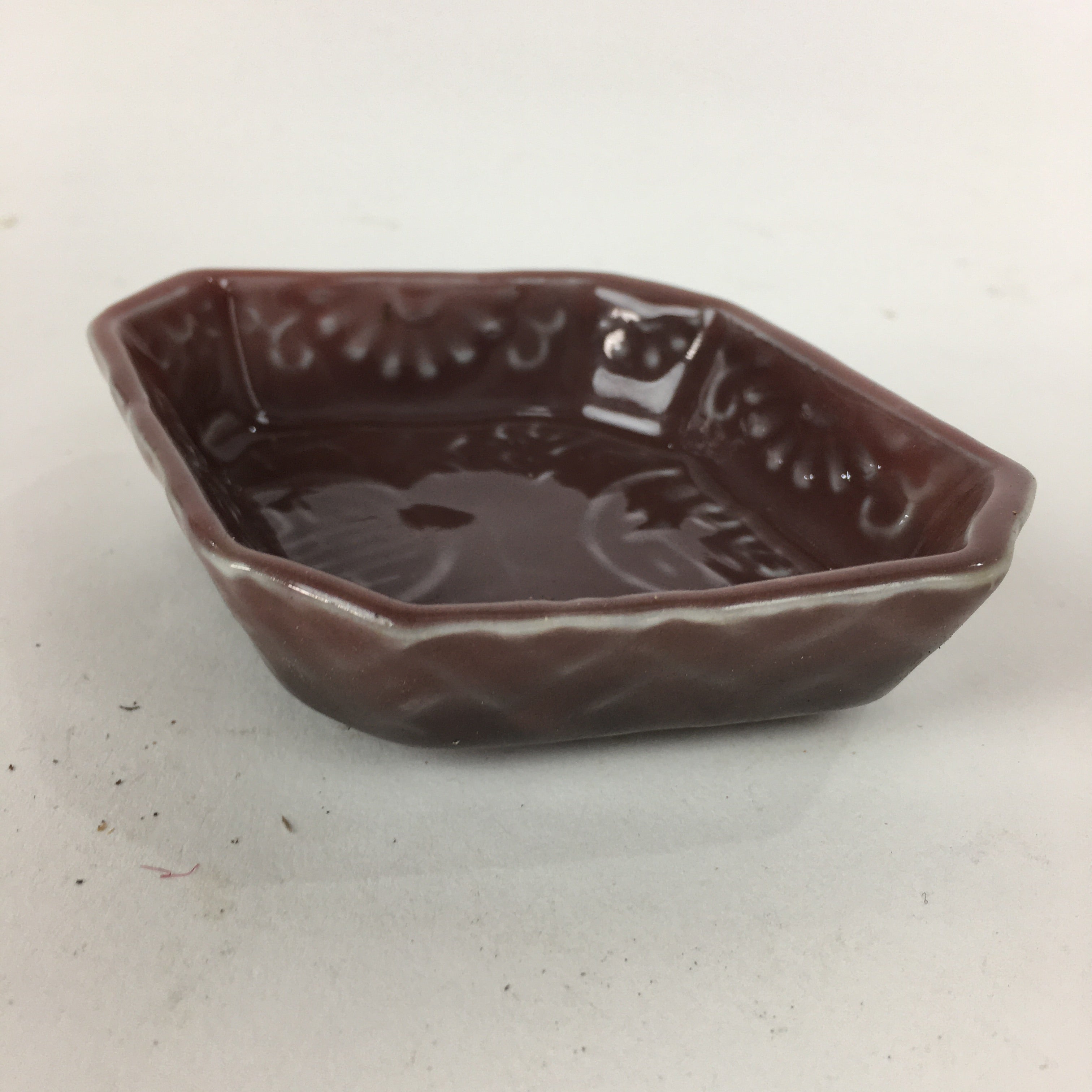 Chinese Porcelain Soy Sauce Dipping Dipping Dish Vtg Small Brown Shoyuzara PP851
