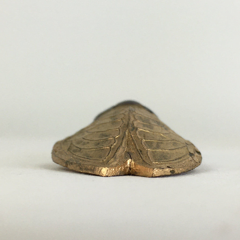 Chinese Sumi Solid Ink Vtg Golden Cicada Design Ink Glass Lidded Box Semi JK319