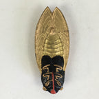 Chinese Sumi Solid Ink Vtg Golden Cicada Design Ink Glass Lidded Box Semi JK319