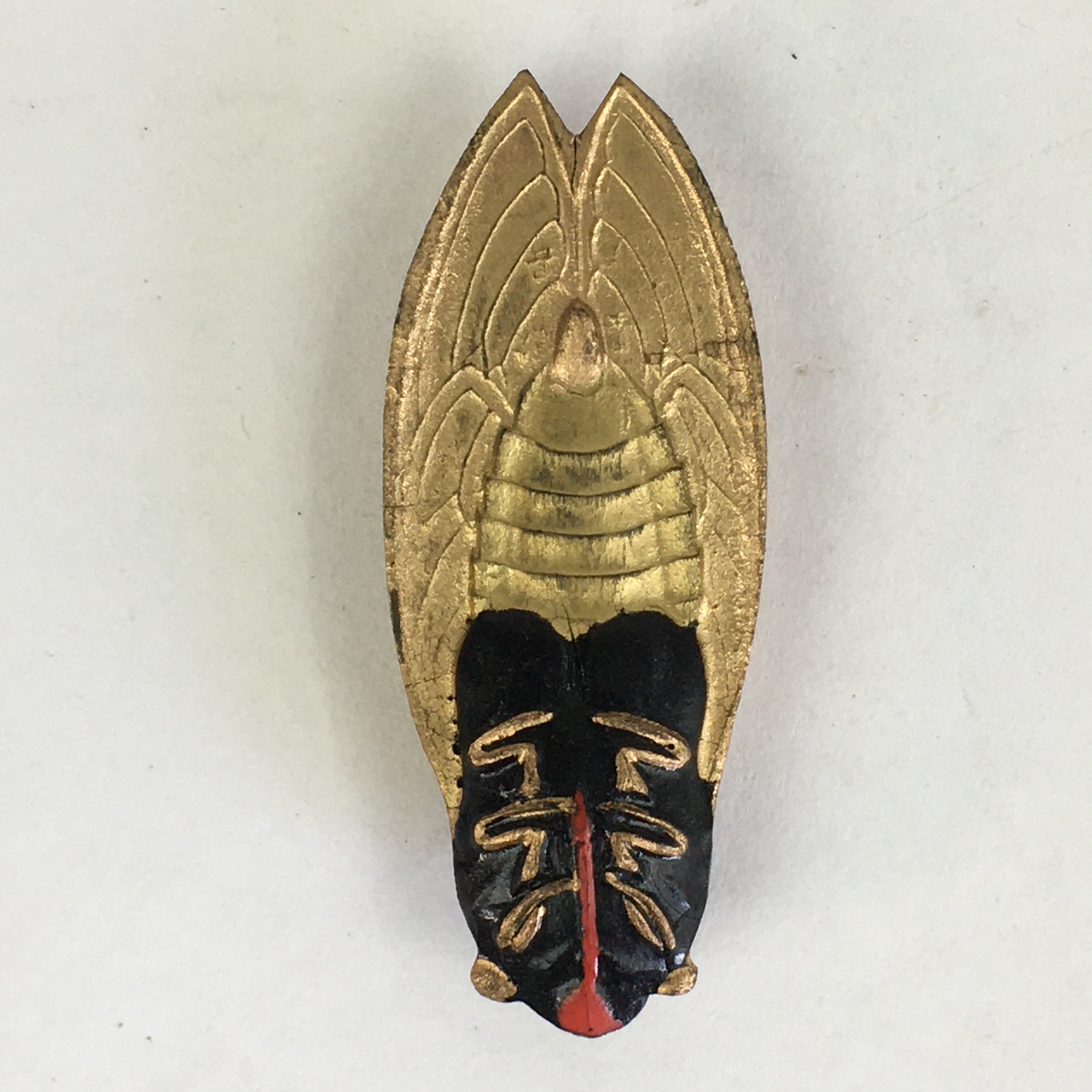 Chinese Sumi Solid Ink Vtg Golden Cicada Design Ink Glass Lidded Box Semi JK319