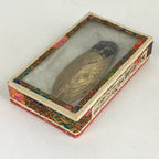 Chinese Sumi Solid Ink Vtg Golden Cicada Design Ink Glass Lidded Box Semi JK319