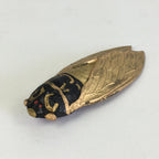 Chinese Sumi Solid Ink Vtg Golden Cicada Design Ink Glass Lidded Box Semi JK319