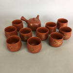 Chinese Tea Set 10pc Cups Pot Vtg Tea Ceremony Yunomi Kyusu Reddish Brown PX539