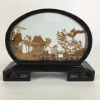 Chinese Temple Garden Cork Carving Art Craft Figurine Wood Craft Ornament BD760