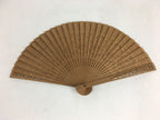 Chinese Wood Folding Hand Fan Vtg Sensu Wooden Carving Brown 4D542