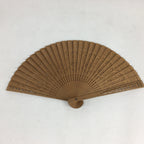Chinese Wood Folding Hand Fan Vtg Sensu Wooden Carving Brown 4D542