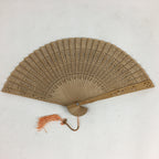 Chinese Wood Folding Scented Hand Fan Vtg Sensu Sandal Wood Carving 4D541