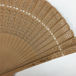 Chinese Wood Folding Scented Hand Fan Vtg Sensu Sandal Wood Carving Brown 4D493