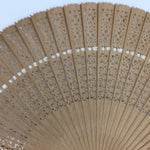 Chinese Wood Folding Scented Hand Fan Vtg Sensu Sandal Wood Carving Brown 4D493