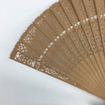 Chinese Wood Folding Scented Hand Fan Vtg Sensu Sandal Wood Carving Brown 4D493