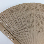 Chinese Wood Folding Scented Hand Fan Vtg Sensu Sandal Wood Carving Brown 4D505