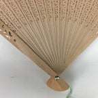 Chinese Wood Folding Scented Hand Fan Vtg Sensu Sandal Wood Carving Brown 4D505