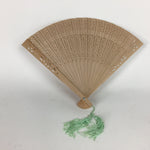 Chinese Wood Folding Scented Hand Fan Vtg Sensu Sandal Wood Carving Brown 4D505