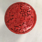 Chinese Wooden Lacquered Tea Caddy Replica Vtg Red Natsume Floral Carving NM78