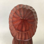 Chinese Wooden Statue Vtg Old Wise Man Beard Stick Cane Brown BD553