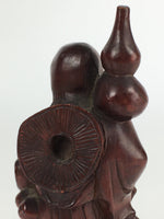 Chinese Wooden Statue Vtg Wood Carving Goddess Gourd Dog Brown BD810