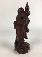 Chinese Wooden Statue Vtg Wood Carving Goddess Gourd Dog Brown BD810