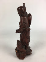 Chinese Wooden Statue Vtg Wood Carving Goddess Gourd Dog Brown BD810